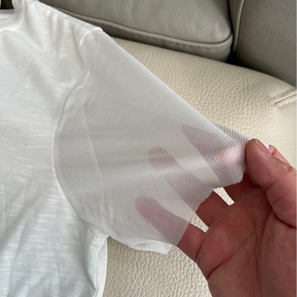 Desigual Women’s Asymmetrical Short Sheer Sleeve Tee - Made in Spain - L - Picture 6 of 11